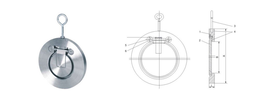對夾式單瓣止回閥結(jié)構(gòu)圖